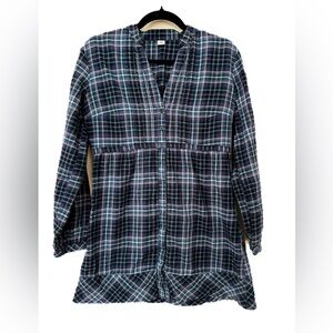 S. Oliver tunic top/dress, plaid, long sleeve, button down, ties in back